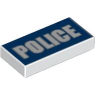 Tile 1 × 2 with 'POLICE' White on Blue Background Print