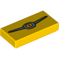 Tile 1 × 2 with Metallic Silver and Red Emblem Print Yellow