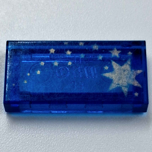 Tile 1 × 2 with Gold Stars Print Trans-Dark Blue