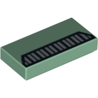 Tile 1 × 2 with Black and Silver Grille Print Sand Green