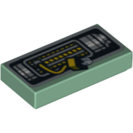 Tile 1 × 2 with Black, Silver and Yellow Cable Wrench Print Sand Green