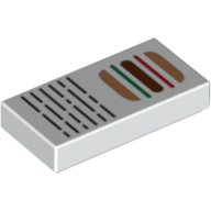 Tile 1 × 2 with Hamburger and Writing Print Weiß