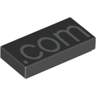 Tile 1 × 2 with Silver '.com' Print Black