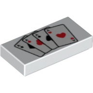 Tile 1 × 2 with Playing Cards Four Aces Print White