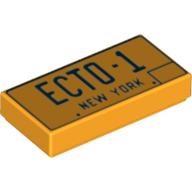 Fliese 1 × 2 mit 'ECTO-1' und 'NEW YORK' Nummernschild (bedruckt)