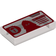 Tile 1 × 2 with Padlock, Head Mask and 'ML-FILE' Print Trans-Brown