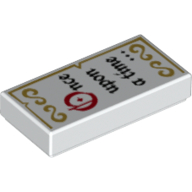 Tile 1 × 2 with 'Once upon a time...' and Gold Scrollwork Print White