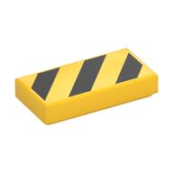 Tile 1 × 2 with Black Diagonal Stripes, Large Yellow Corner Triangles Print