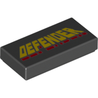 Tile 1 × 2 with Yellow and Red word 'DEFENDER' print Schwarz