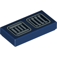 Tile 1 × 2 with SW R2-D2 Astromech Droid Vents Print Dunkelblau