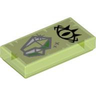 Tile 1 × 2 with Green Crystal and Black Eye Print Transparent-Hellgrün