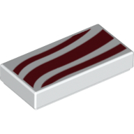 Tile 1 × 2 with Dark Red Waves (Scarf) Print White
