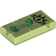 Tile 1 × 2 with Goblin Eye and Erlenmeyer Flask with Lime Vapors on Yellowish Green Parchment Background Print
