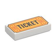Tile 1 × 2 with 'TICKET' and '0937' Print Weiß