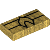Tile 1 × 2 with Aquaman Logo and Lines Print Pearl Gold