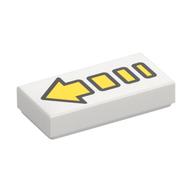 Tile 1 × 2 with Broken Arrow Long Yellow with Black Border Print White