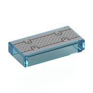 Tile 1 × 2 with Silver Paneling print Trans-Light Blue
