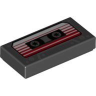 Tile 1 × 2 with Cassette Tape print Schwarz
