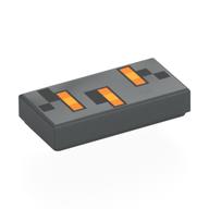 Tile 1 × 2 with Black, Orange, Yellow Squares print Dunkelblaugrau