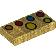 Tile 1 × 2 with Infinity Gauntlet Stones, 6 Colored Circles print Pearl Gold