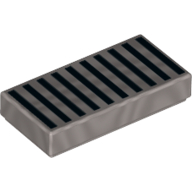 Tile 1 × 2 with Black Stripes/Lines print Metallic Silver