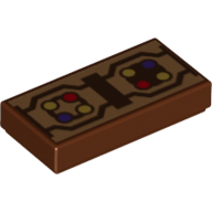 Tile 1 × 2 with Red, Yellow, Blue Circles and Reddish Brown Lines print Reddish Brown