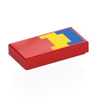 Tile 1 × 2 with Blue, Yellow Shapes print Rot