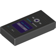 Tile 1 × 2 with Smart Phone with Purple Screen, White 'Awesome' Print Schwarz