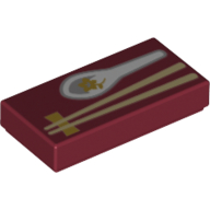 Tile 1 × 2 with Chopsticks, Spoon print Dunkelrot