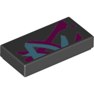 Tile 1 × 2 with Dark Purple/Medium Blue Spots/Graffiti Black