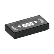 Tile 1 × 2 with Video Tape print Schwarz
