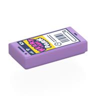 Tile 1 × 2 with Phone Screen, Bright Pink/White 'HEART LAKE PARK' Ticket, Barcode Print
