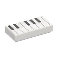 Tile 1 × 2 with Keyboard/Piano print White