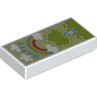 Tile 1 × 2 with Tree, Rainbow, and 'HAPPY' Print White