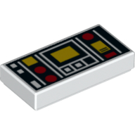 Tile 1 × 2 with Red and Yellow Control Panel Print (Reissue) White