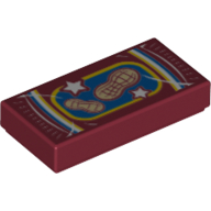 Tile 1 × 2 with Peanut Package print Dunkelrot