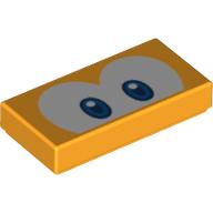Tile 1 × 2 with Blue Eyes (Eep/Cheep Cheep) Print Bright Light Orange