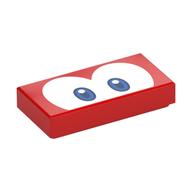 Tile 1 × 2 with Blue Eyes (Eep/Cheep Cheep) Print in Red