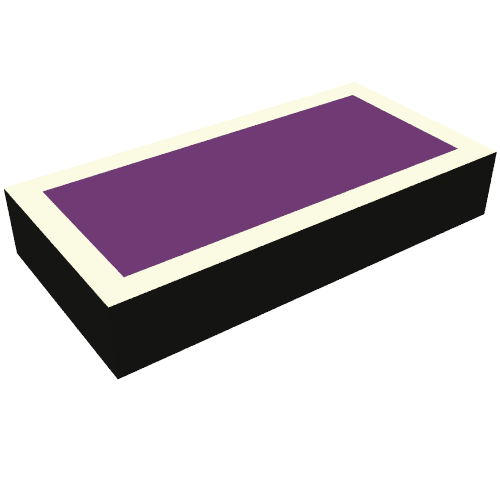 Tile 1 × 2 with White and Purple Square print Schwarz