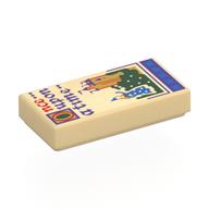 Tile 1 × 2 with Castle, Princess, Red/Dark Purple 'Once upon a time' print Tan