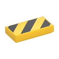 Tile 1 × 2 with Black Diagonal Stripes, Small Yellow Corner Triangles Print Gelb