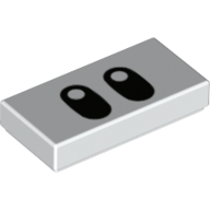 Tile 1 × 2 with Oval Black Eyes Print White