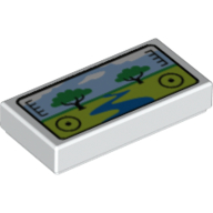 Tile 1 × 2 with Landscape with River and Trees Print White