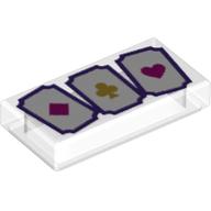 Tile 1 × 2 with 3 Playing Card Print in Transparent
