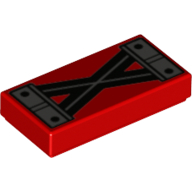 Tile 1 × 2 with Dark Bluish Grey Steel, Black Beams in X-Shape print Rot