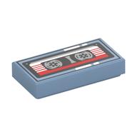 Tile 1 × 2 with Cassette Tape Print Sand Blue