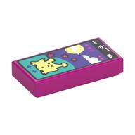 Tile 1 × 2 with Smart Phone, Mobile Game print Magenta