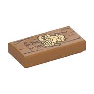Tile 1 × 2 with Pigsy Menu, Mandarin 'Supreme Delicious', Wood Grain print Mittelnougat