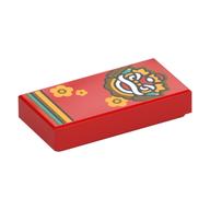 Tile 1 × 2 with Chinese New Year Dragon and Bright Orange Flowers Print Rot