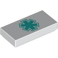 Tile 1 × 2 with Dark Turquoise Star of Life print